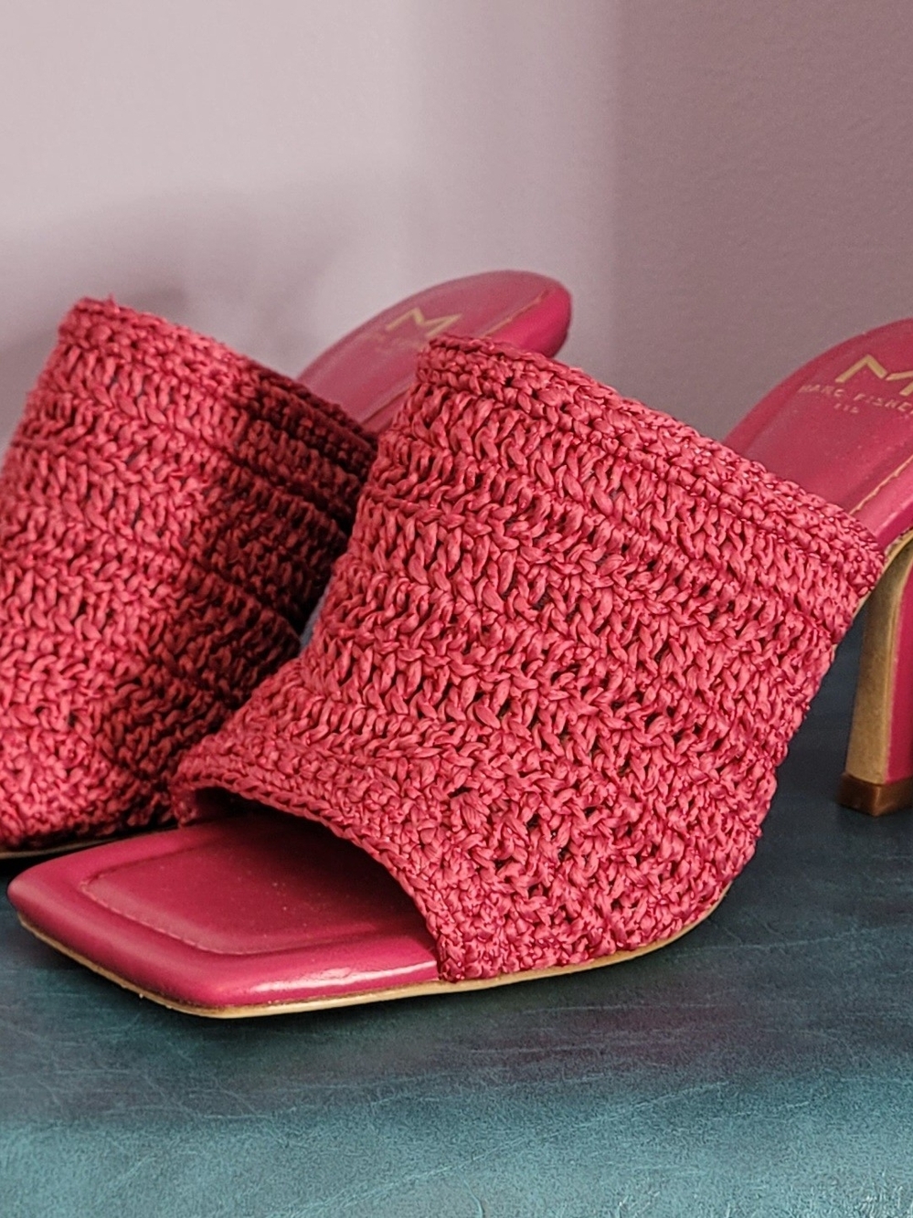 Marc Fisher MAGENTA Pink Woven Mule Heels